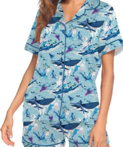 Alternative view of Women’s Avatar The Way Of Water Satin Pajamas Set For Women, Light Blue Color, US Size S-5XL