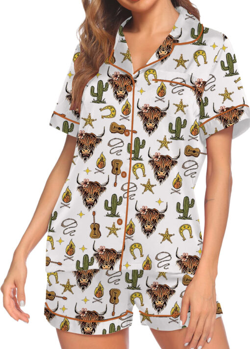 Women’s Rustic Americana Western Satin Pajama Set For Women