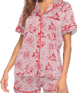 Romantic Valentine's Day Satin Pajamas Set For Women