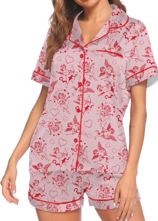 Romantic Valentine's Day Satin Pajamas Set For Women