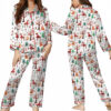 Christmas Forest Animals Satin Pajamas Set For Women