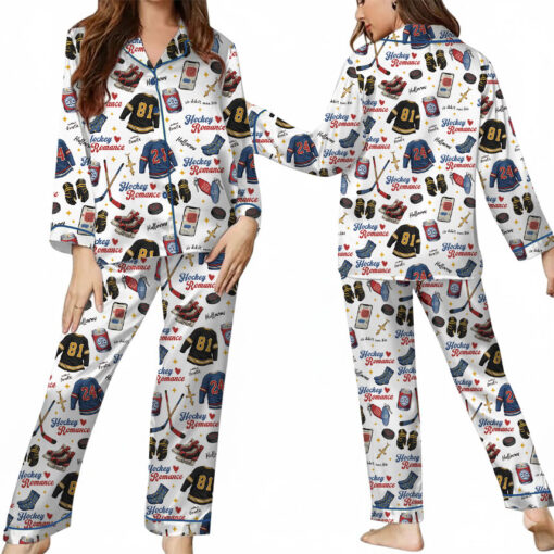 Hockey Romance Satin Pajamas Set For Women - Image 8