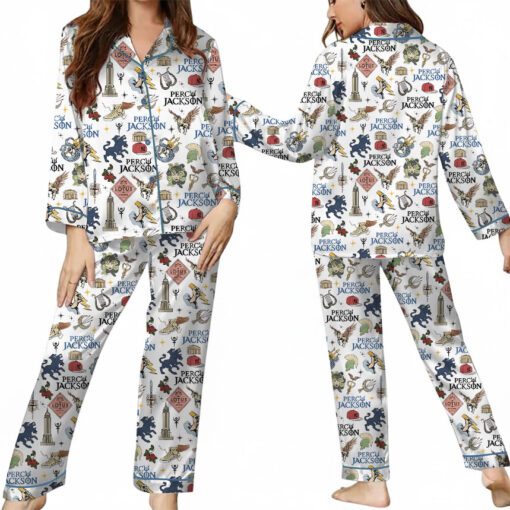 Percy Jackson & The Olympians Doodle Satin Pajamas Set For Women - Image 8