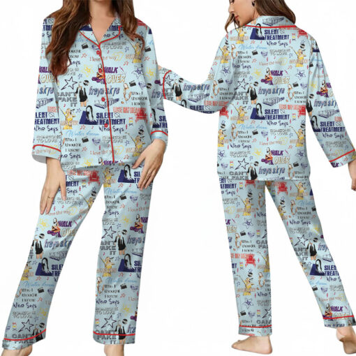 Aesthetic Star Satin Pajamas Set For Women - Image 20