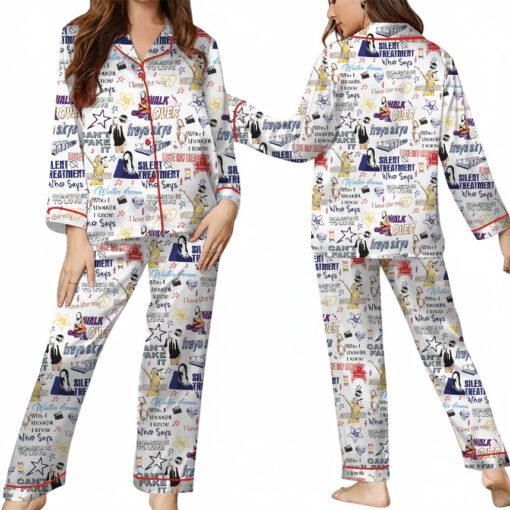 Aesthetic Star Satin Pajamas Set For Women - Image 12