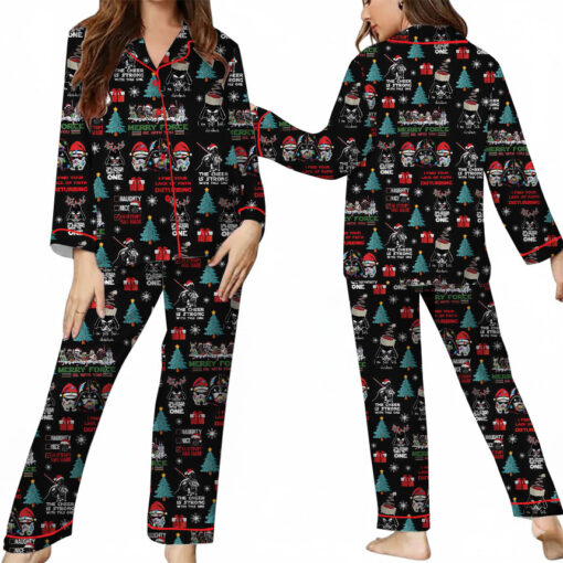 Darth Vader Santa Satin Pajamas Set, Star Wars Characters Pajamas