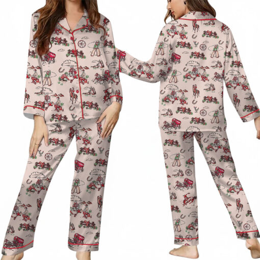 Women's Retro Cowgirl Western Satin Pajamas Set For Women - Image 8