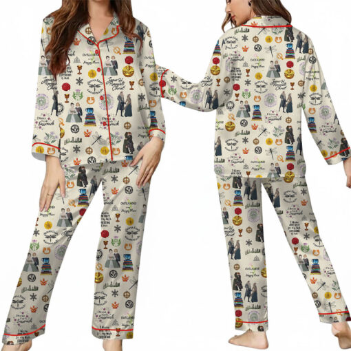 Fraser's Ridge Retro TV Series Satin Pajamas Set For Women - Image 8