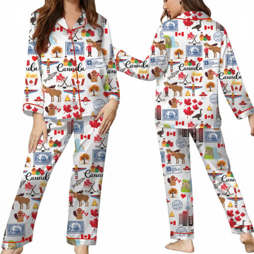 Women's Canada Travel Satin Pajamas Set For Women - Image 8