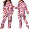 Valentine Day's Heart Shape Satin Pajama Set For Women