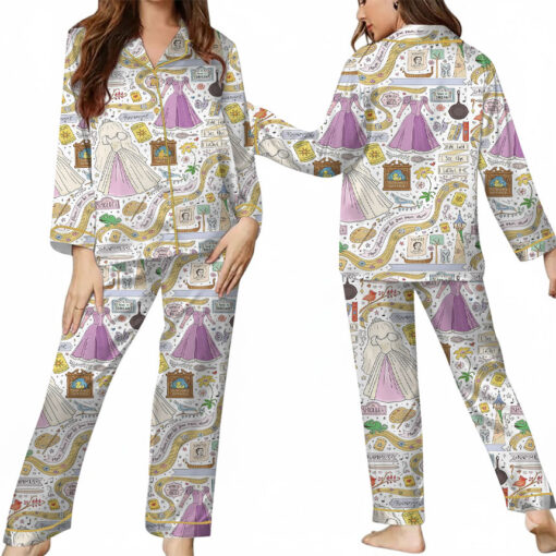 Women’s Rapunzel Princess Satin Pajama Set, White Color, US Size S-5XL - Image 9