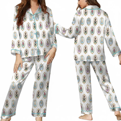 Women’s Princesses Mirror Back View Iron Satin Pajamas Set For Women, White Color, US Size S-5XL - Image 9