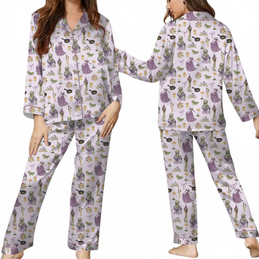 Women's Princesses Back View Pajamas Set For Women, Pastel Lilac Pink Color, US Size S-5XL - Image 14