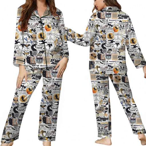 Women’s Fourth Wing Empyrean Satin Pajama Set, White Color, US Size S-5XL - Image 8