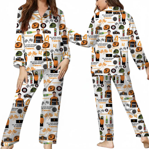 Formula 1 Racing Game Fans F1 Satin Pajamas Set For Women - Image 10