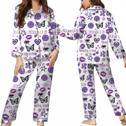 Women's Good 4U Favorite Crime Pajamas Set For Women, White Color, US Size S-5XL - Image 10