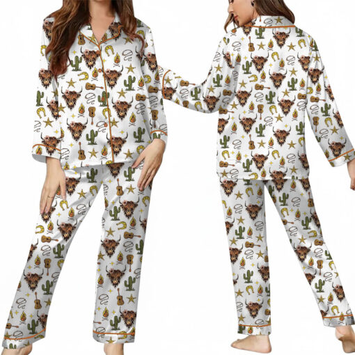 Women’s Rustic Americana Western Satin Pajama Set For Women