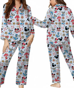 Disney Mickey Minnie Cruise Satin Pajamas Set For Women