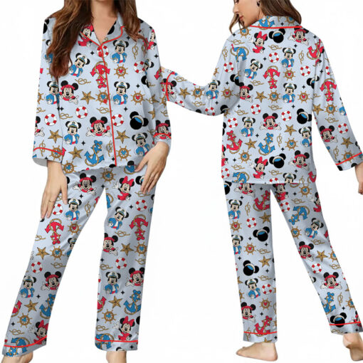 Disney Mickey Minnie Cruise Satin Pajamas Set For Women