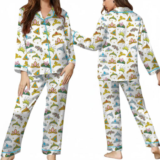 Women's Disney Princess Crown Pajamas Set For Women, White Color, US Size S-5XL - Image 10