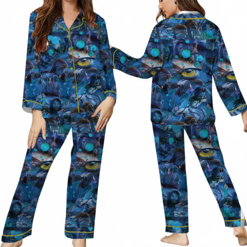 Women’s Avatar The Way Of Water Satin Pajamas Set For Women, Dark Ocean Blue Color, US Size S-5XL - Image 9