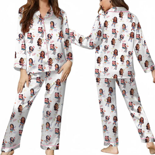Chibi Katseye Beautiful Chaos World Tour Satin Pajamas Set For Women - Image 2