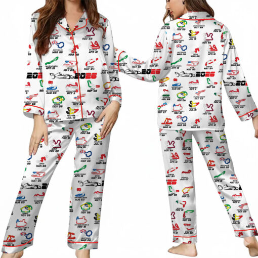 Formula One Racing F1 Satin Pajamas Set For Women