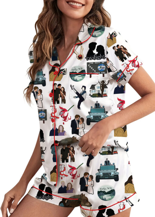 Twilight Inspired City Of Forks Satin Pajamas Set