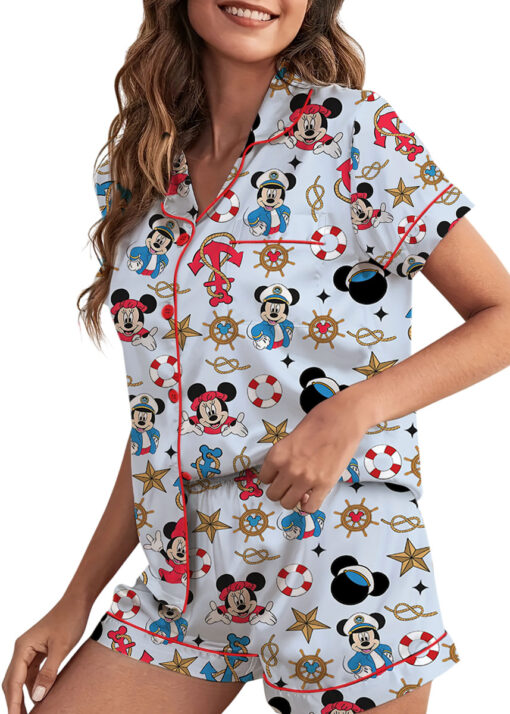 Disney Mickey Minnie Cruise Satin Pajamas Set For Women