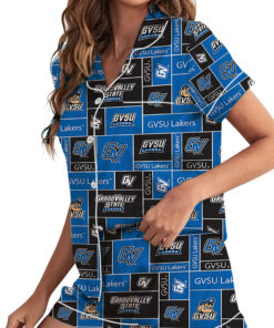 Alternative view of Valley State University Lakers GVSU College Royal Blue Satin Pajama Set For Women