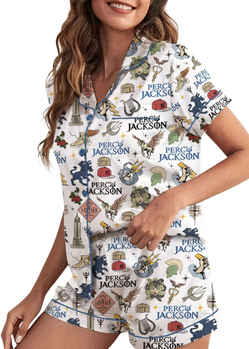 Percy Jackson & The Olympians Doodle Satin Pajamas Set For Women - Image 4