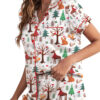 Christmas Forest Animals Satin Pajamas Set For Women