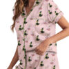 Green And Pink Duck Satin Pajamas Set For Women