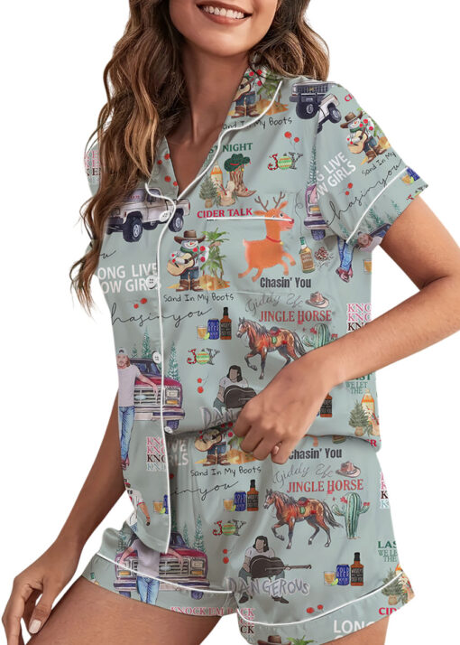 Morgan Wallen Long Live Cow Girls Satin Pajamas Set For Women - Image 4
