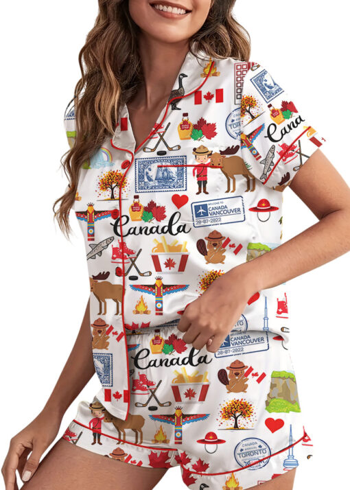 Women's Canada Travel Satin Pajamas Set For Women - Image 3