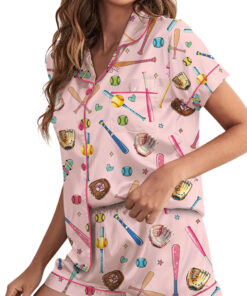 Coquette Softball Satin Pajama Set For Women