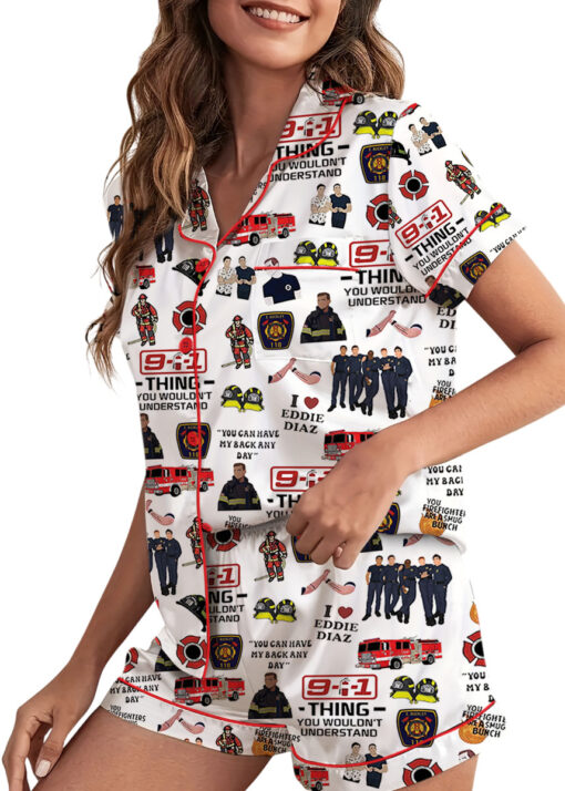 American TV Series Shirt 9-1-1 TV Show Satin Pajamas Set For Women