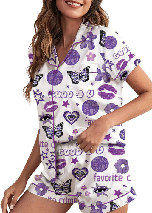 Women's Good 4U Favorite Crime Pajamas Set For Women, White Color, US Size S-5XL - Image 4