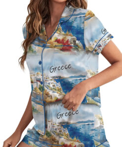 Alternative view of Women's Europe Travel Greece Pajamas Set For Women, Pastel Blue Color, US Size S-5XL