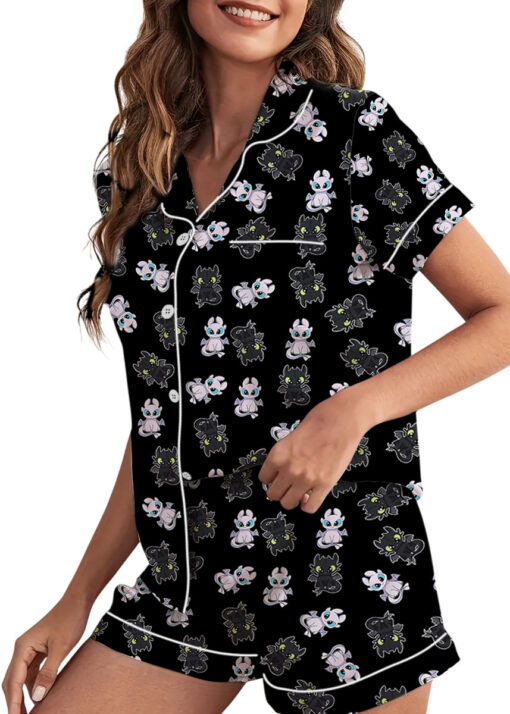 Toothless And Light Fury Satin Pajamas Set For Women