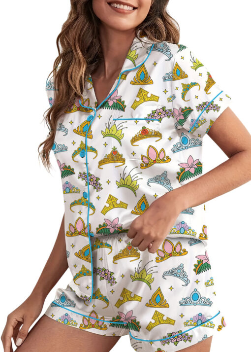 Women's Disney Princess Crown Pajamas Set For Women, White Color, US Size S-5XL - Image 7