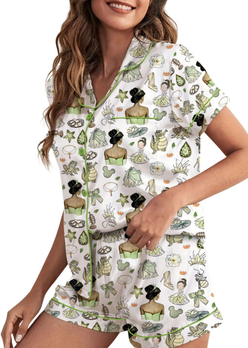 Women’s Princess And The Frog Pajamas Set For Women, White Color, US Size S-5XL - Image 5