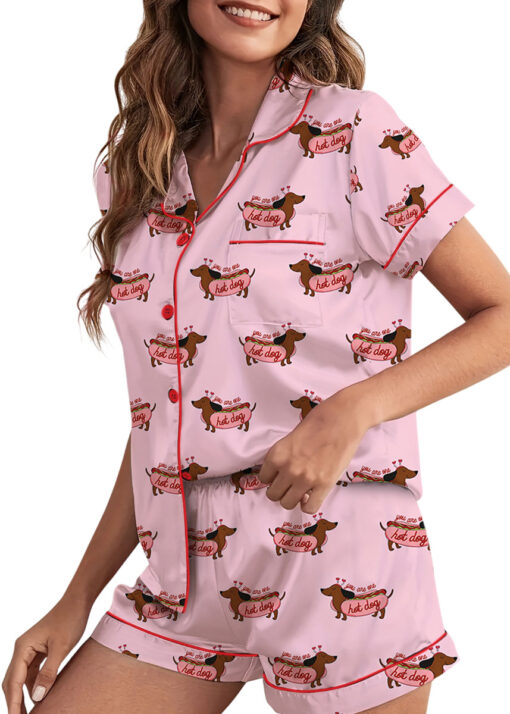 You Are One Hot Dog Satin Pajama Set For Women - Image 3