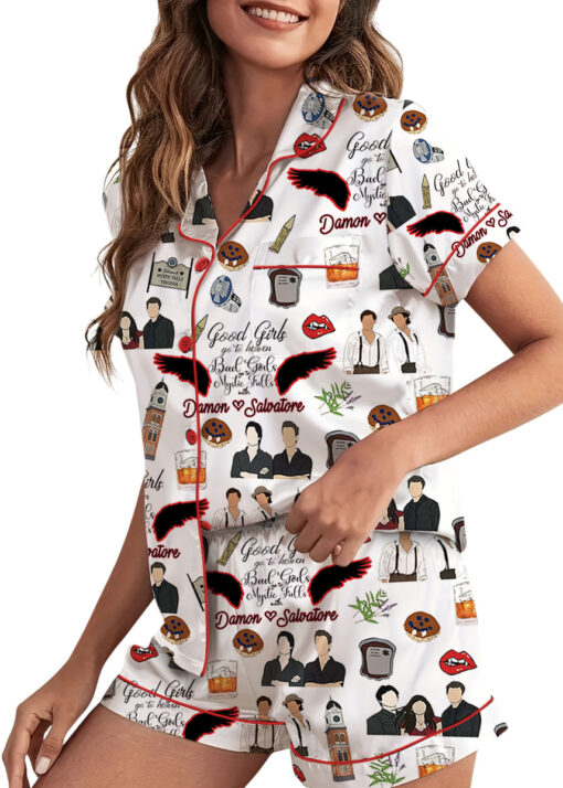 Vampire Diaries TV Series Satin Pajamas Set For Women