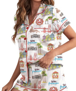 Alternative view of Women’s San Francisco Satin Pajamas Set For Women, White Color, US Size S-5XL