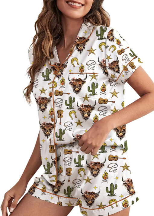 Women’s Rustic Americana Western Satin Pajama Set For Women