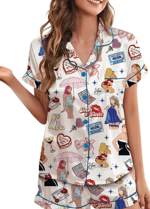 Short n’ Sweet Satin Pajamas Set For Women - Image 3