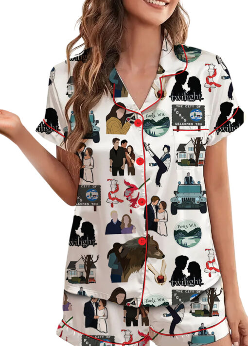 Twilight Inspired City Of Forks Satin Pajamas Set