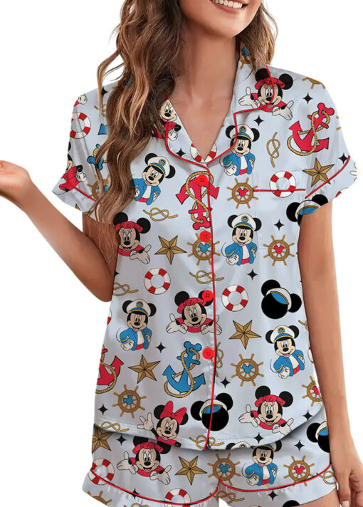 Disney Mickey Minnie Cruise Satin Pajamas Set For Women