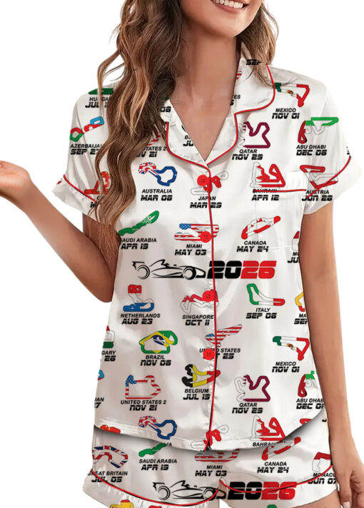 Formula One Racing F1 Satin Pajamas Set For Women